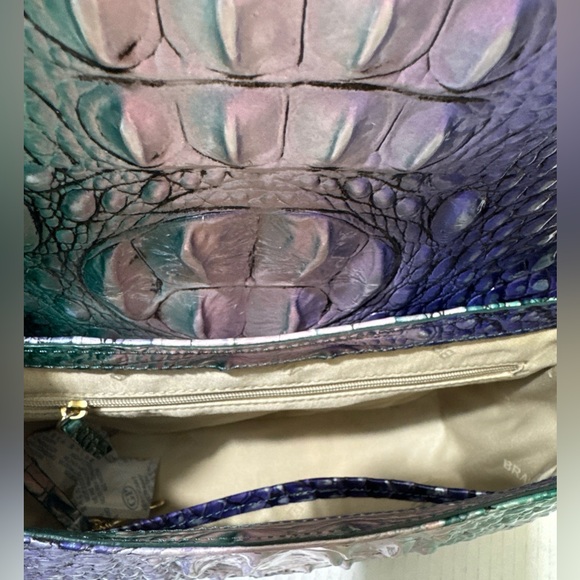 NWT BRAHMIN Must Have Croc Embossed Crossbody Ombre Green & Purple Vibrant - Picture 7 of 14